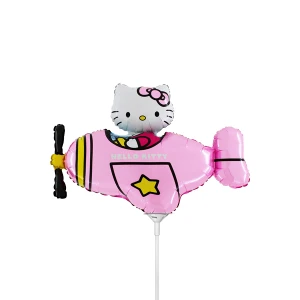 14 inch (35 cm) Grabo Air-filled Hello Kitty Airplane Pink folie ballon