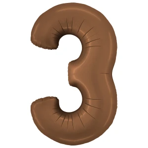 40 Inch (102 cm) Grabo Number Three Satin Chocolate folie ballon