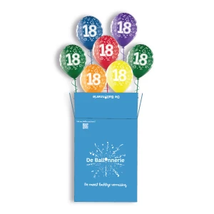 7 heliumballonnen in een doos | Colourful 18th Birthday