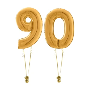 Folieballonboeket cijfers goud 90
