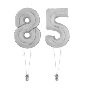 Folieballonboeket cijfers zilver 85