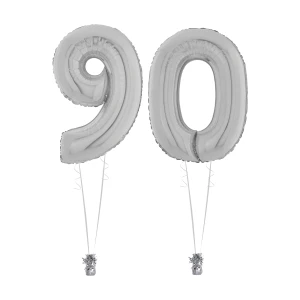 Folieballonboeket cijfers zilver 90