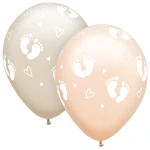 11 Inch (28 cm) Qualatex Baby Footprint & Hearts ballonnen