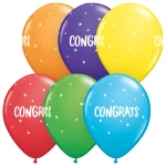11 inch (28 cm) Qualatex Congrats Dots & Stars ballonnen