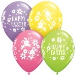 11 inch (28 cm) Qualatex Easter Bunnies & Daisies latex ballonnen