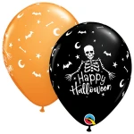 11 Inch (28 cm) Qualatex Happy Halloween Skeleton ballonnen