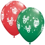 11 Inch (28 cm) Qualatex Santa en Rudolph latex ballonnen