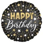 18 Inch (45 cm) Anagram Black Silver Gold HBD folie ballon