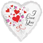 18 Inch (46 cm) Anagram I Love You Floral Hearts folie ballon