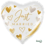 18 Inch (46 cm) De Ballonnerie Just Married With Hearts folie ballon