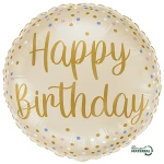 18 Inch (46 cm) Grabo Cream Happy Birthday folie ballon