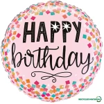 18 Inch (46 cm) Grabo Pink Confetti Birthday folie ballon