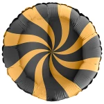 18 inch (46 cm) Grabo Round Swirly Gold - Black folie ballon