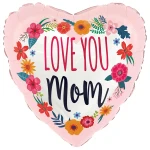 18 Inch (46 cm) Grabo Satin Love You Mom Blossoms folie ballon