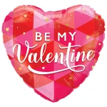 18 Inch (46 cm) Qualatex Be My Valentine Geometric folie ballon