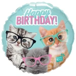 18 Inch (46 cm) Qualatex Birthday Kittens With Eyeglasses folie ballon