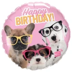18 Inch (46 cm) Qualatex Birthday Puppies With Eyeglasses folie ballon