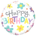 18 Inch (46 cm) Qualatex Birthday Retro Daisies folie ballon