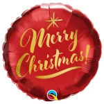 18 Inch (46 cm) Qualatex Christmas Gold Script Red folie ballon