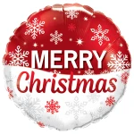 18 inch (46 cm) Qualatex Christmas Snowflakes Red folie ballon