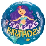 18 Inch (46 cm) Qualatex Happy Birthday Mermaid folie ballon