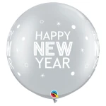 30 inch (76 cm) Qualatex New Year Sparkles & Dots Silver latex ballonnen