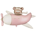 43 inch (111 cm) PartyDeco Bear in Airplane Light Pink folie ballon