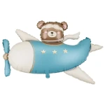 43 inch (111 cm) PartyDeco Bear in Airplane Light Blue folie ballon