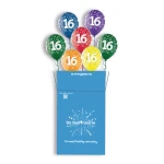 7 heliumballonnen in een doos | Colourful 16th Birthday