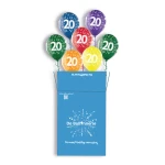 7 heliumballonnen in een doos | Colourful 20th Birthday