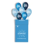 7 heliumballonnen in een doos | Happy Birthday Stars Blue