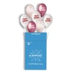 7 heliumballonnen in een doos | Happy Birthday Stars Pink