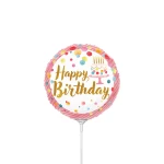 9 inch (23 cm) Grabo Air-filled Satin Birthday Pink Party folie ballon