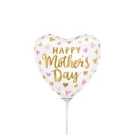 9 inch (22,5 cm) Grabo Air-filled Satin Mother's Day Hearts folie ballon