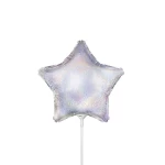 9 inch (22,5 cm) Qualatex Star Glitter Holographic Silver folie ballon