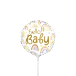 9 inch (23 cm) Grabo Air-filled Hello Baby Rainbows folie ballon