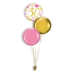 Folieballonboeket 30 Pink & Gold Dots (#88181)