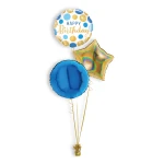 Folieballonboeket Birthday Blue & Gold Dots (#18871)