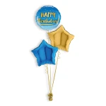Folieballonboeket Birthday Gold & Blue (#78676)