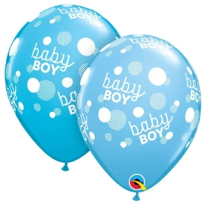 11 Inch (28 cm) Qualatex Baby Boy Blue Dots ballonnen 11 Inch (28 cm) Qualatex Baby Boy Blue Dots ballonnen
