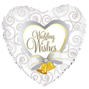 18 Inch (46 cm) CTI Wedding Wishes Bells folie ballon