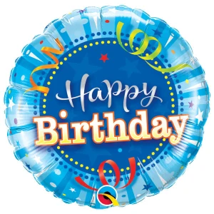 18 Inch (46 cm) Qualatex Birthday Bright Blue folie ballon