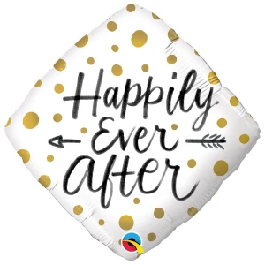 18 Inch (46 cm) Qualatex Happily Ever After Gold Dots folie ballon