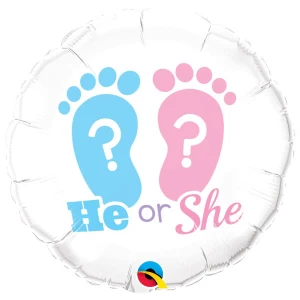 18 Inch (46 cm) Qualatex He Or She? Footprints folie ballon