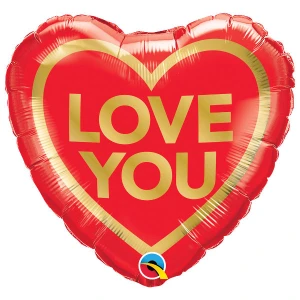 18 Inch (46 cm) Qualatex Love You Golden Heart folie ballon