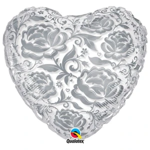 18 Inch (46 cm) Qualatex Silver Roses folie ballon
