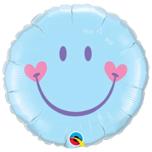 18 Inch (46 cm) Qualatex Sweet Smile Face - Pale Blue folie ballon