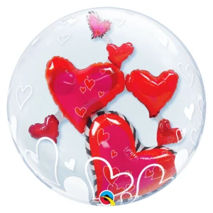 24 Inch (61 cm) Qualatex Lovely Floating Hearts double bubble ballon 24 Inch (61 cm) Qualatex Lovely Floating Hearts double bubble ballon