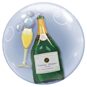 24 Inch (61 cm) Qualatex  Bubbly Wine Bottle & Glass double bubble ballon