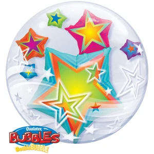 24 Inch (61 cm) Qualatex Multicoloured Stars double bubble ballon